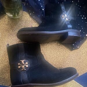 TORY BURCH From BRAZIL SUEDE WINTER BLACK GOLD LEATHER ANKLE Boots LUX